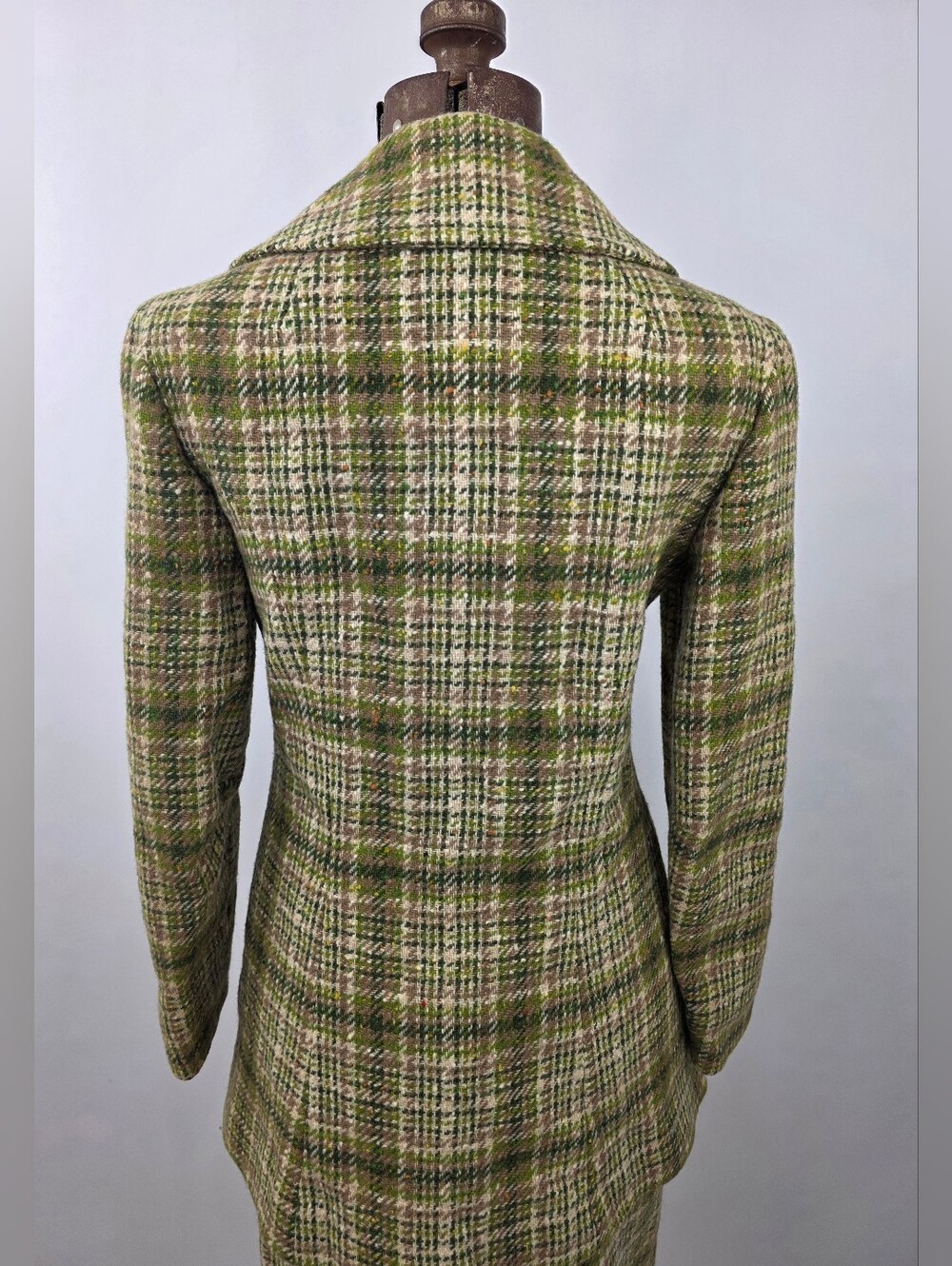 Pendelton Vintage 60's Women's Green Plaid 100% Wool 2-Piece Blazer Skirt Set 8 - Picture 6 of 11